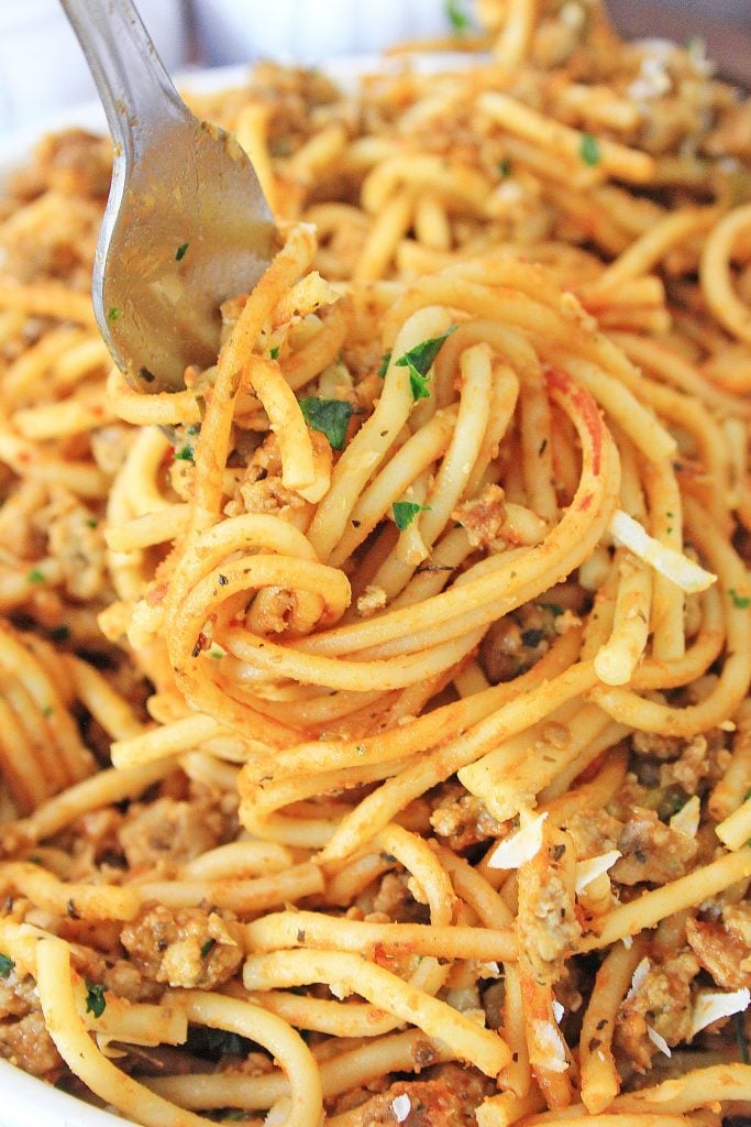 My family dinner ideas sauce-crumbles SPAGHETTI AND MEAT SAUCE CRUMBLES