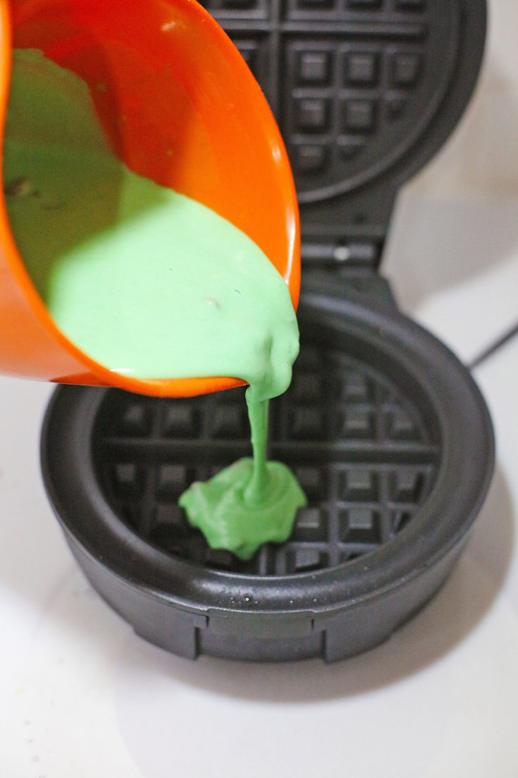 Mint chocolate chip waffles