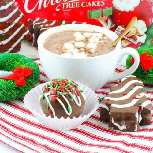 Little Debbie Christmas tree hot cocoa bombs