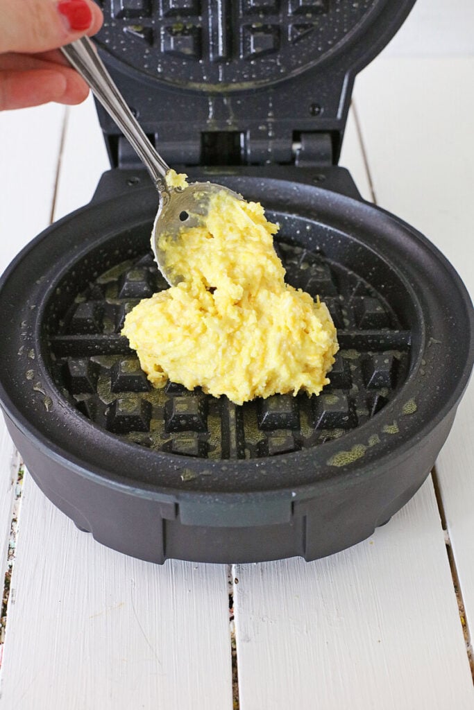  2G0A9383-683x1024 Cheesy Cornbread Waffles and Chili  