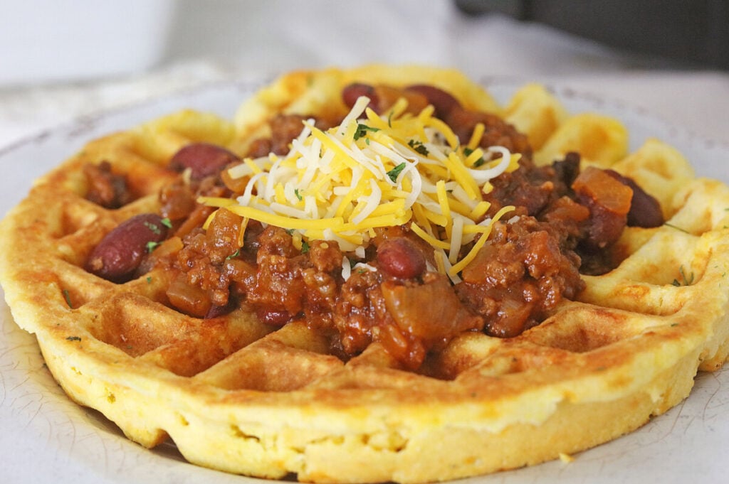  2G0A9469-1024x681 Cheesy Cornbread Waffles and Chili  