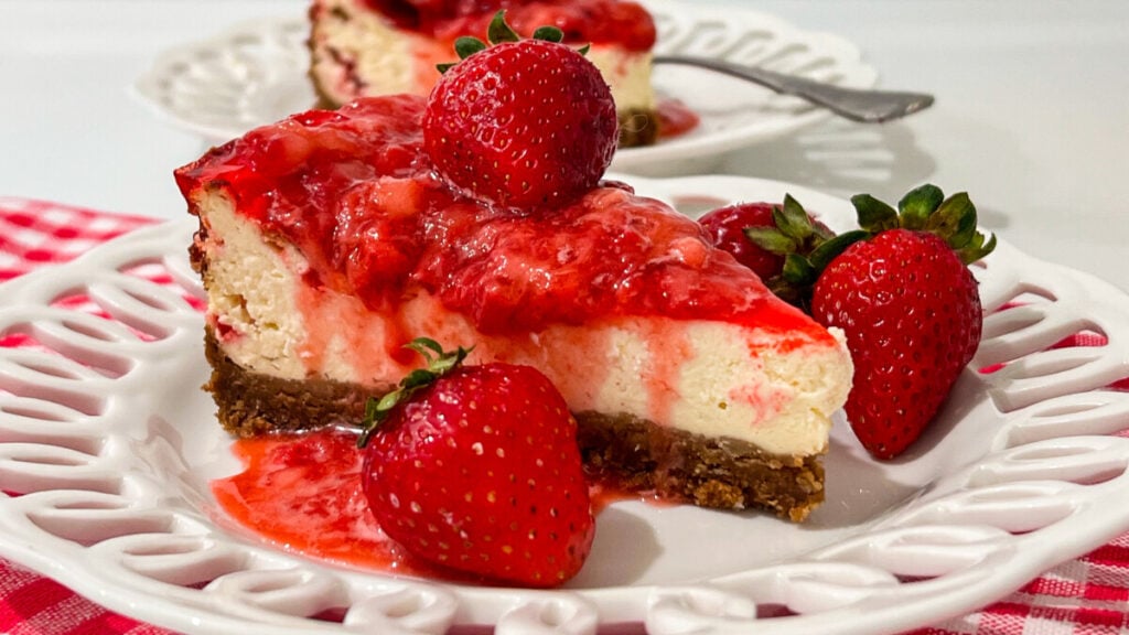  IMG_2330-1024x576 Vanilla Bean Cheesecake with Strawberry Sauce  