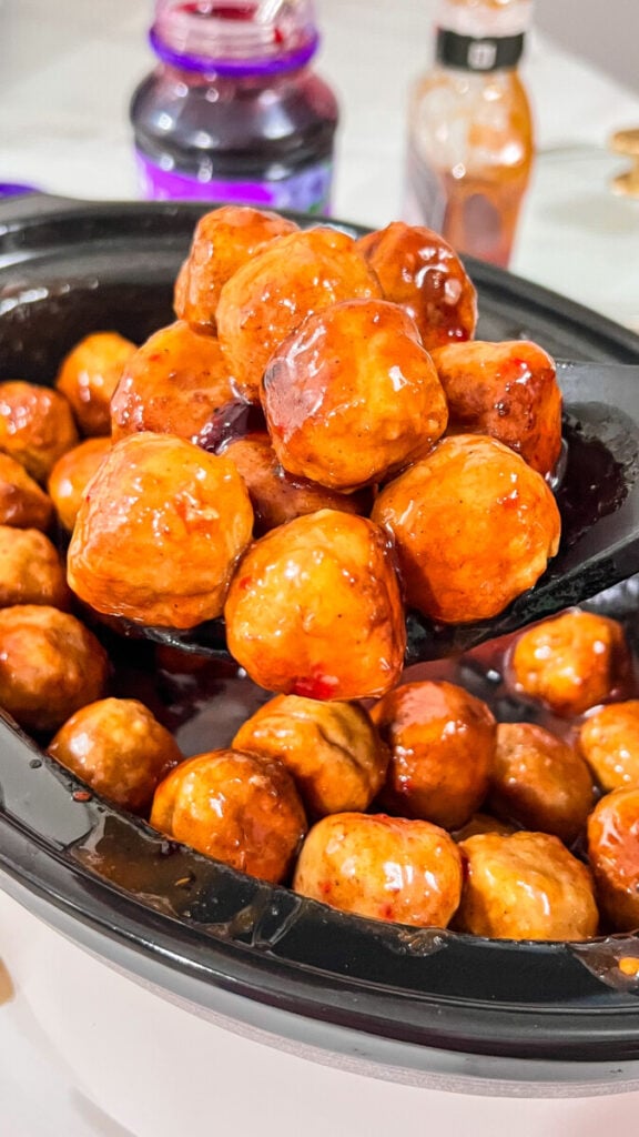 IMG_3818-576x1024 Easy 3 Ingredient Grape Jelly Crock Pot Meatballs