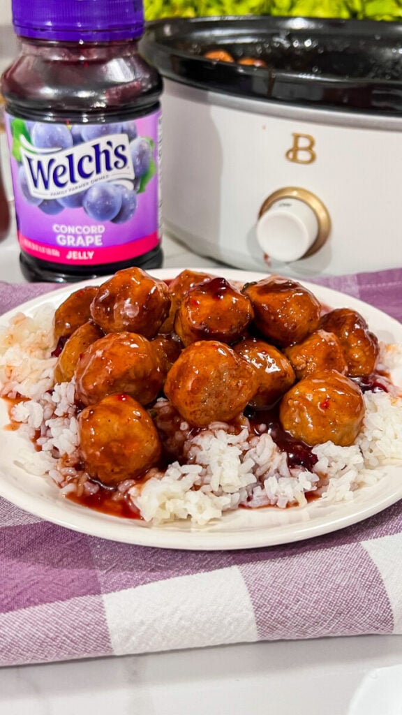 IMG_3824-576x1024 Easy 3 Ingredient Grape Jelly Crock Pot Meatballs