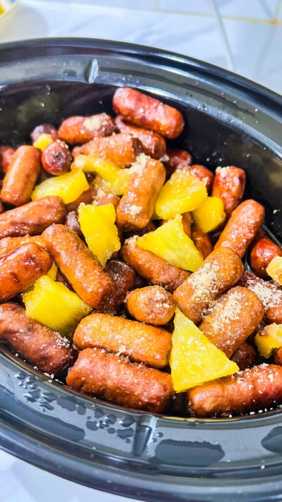 IMG_6269-576x1024 Crockpot Pineapple Brown Sugar Little Smokies
