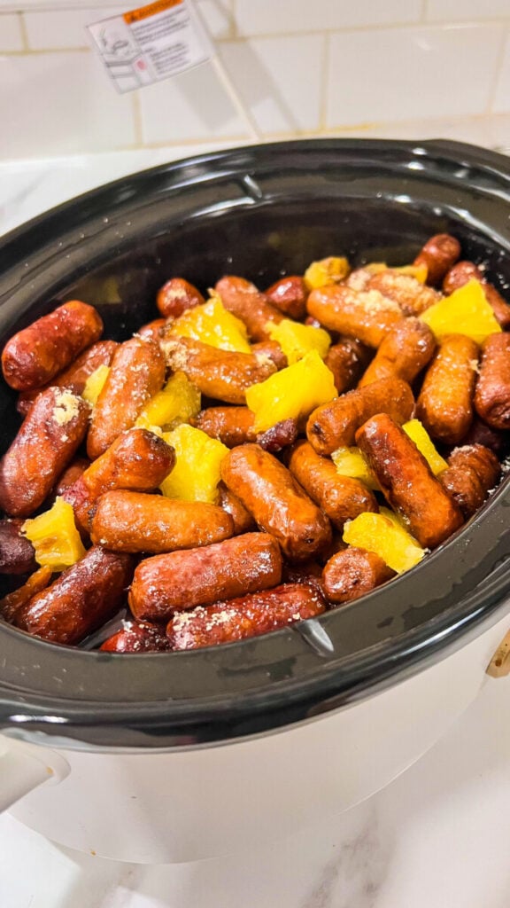 IMG_6273-576x1024 Crockpot Pineapple Brown Sugar Little Smokies