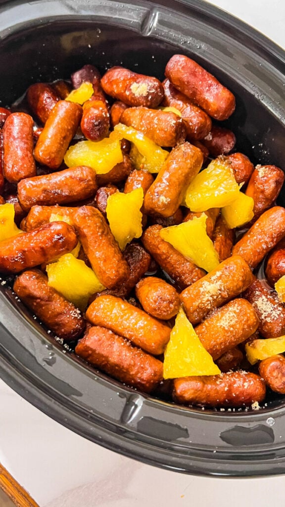 IMG_6294-576x1024 Crockpot Pineapple Brown Sugar Little Smokies