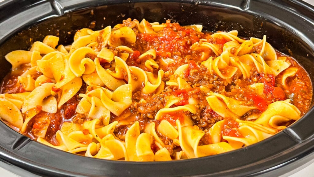  IMG_9092-1024x576 Slow Cooker Noodles and Meat Sauce  