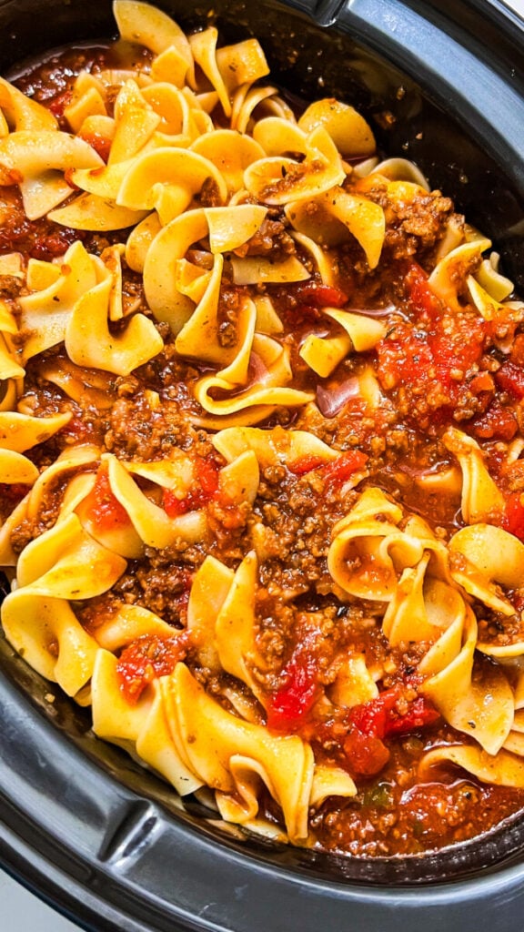  IMG_9105-576x1024 Slow Cooker Noodles and Meat Sauce  
