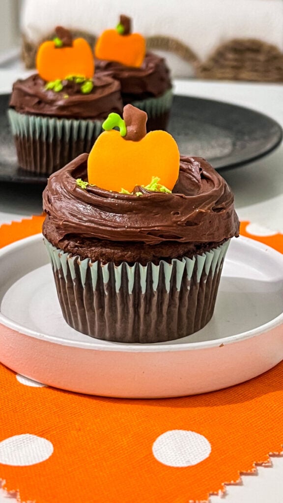 IMG_2985-576x1024 Pumpkin Patch Chocolate Cupcakes