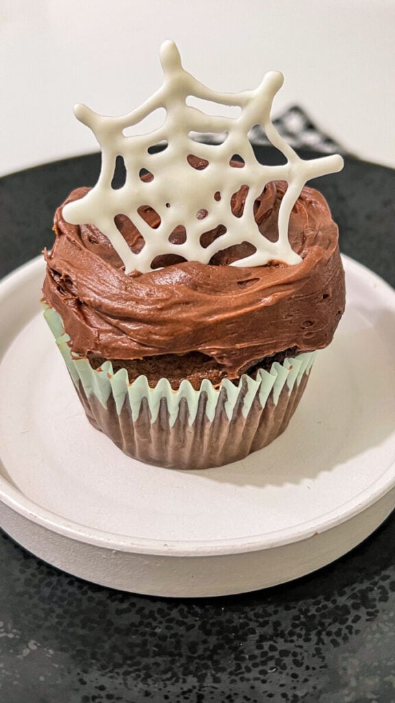 IMG_3001-576x1024 Chocolate Spiderweb Cupcakes