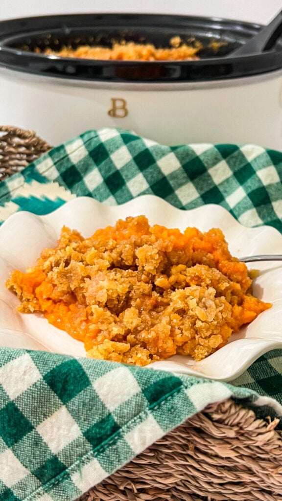IMG_6998-576x1024 Crock Pot Ritz Cracker Sweet Potato Casserole