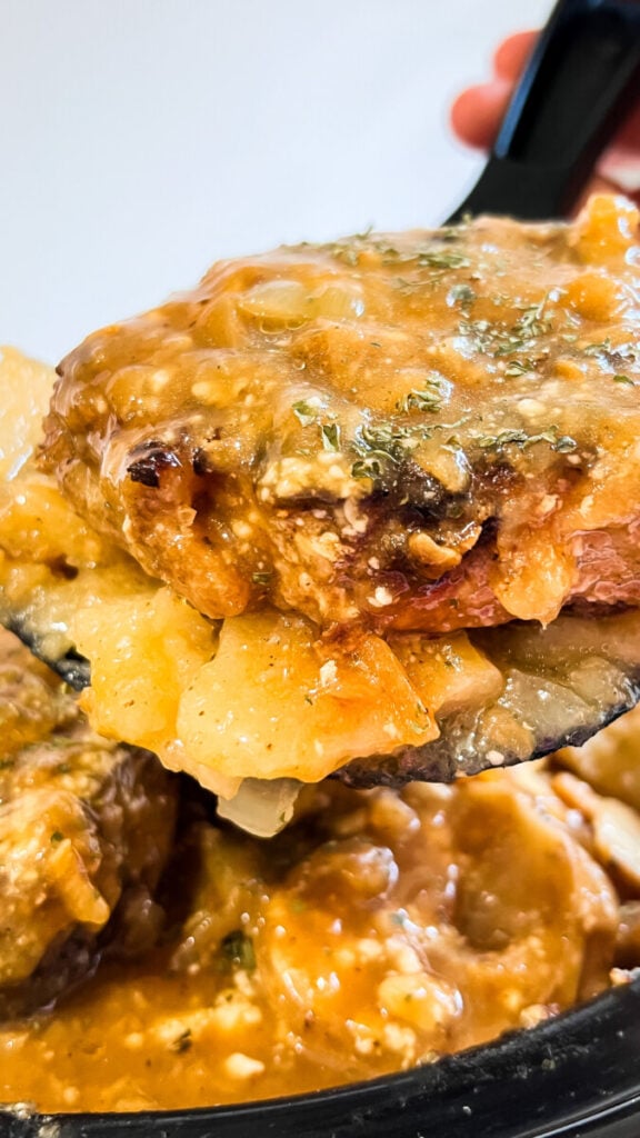  IMG_6142-576x1024 Crockpot Smothered Pork Chops & Scalloped Potatoes  